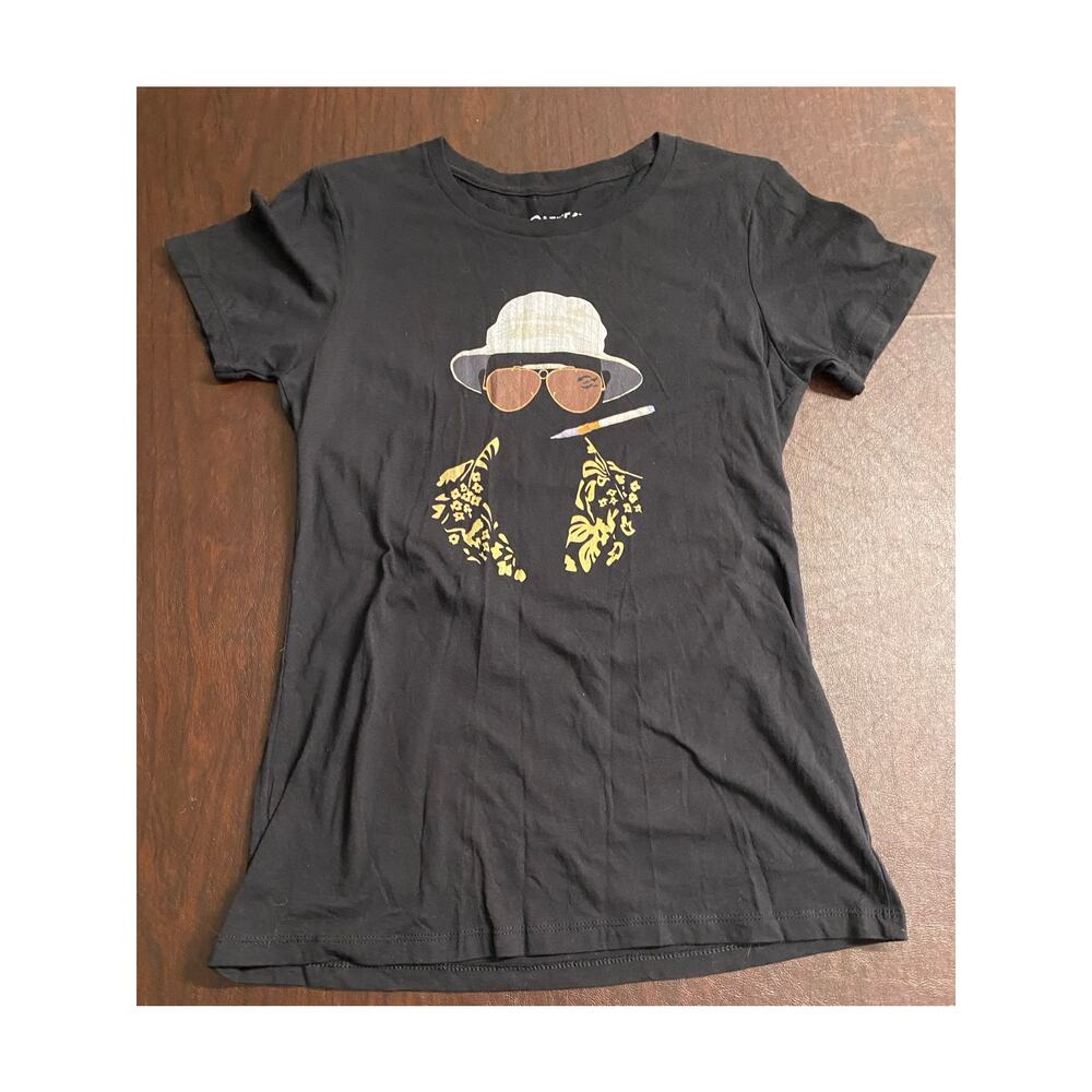 Y2K Graphic Tee Fear & Loathing Style Grunge Skater Black Shirt Large‎ Indie